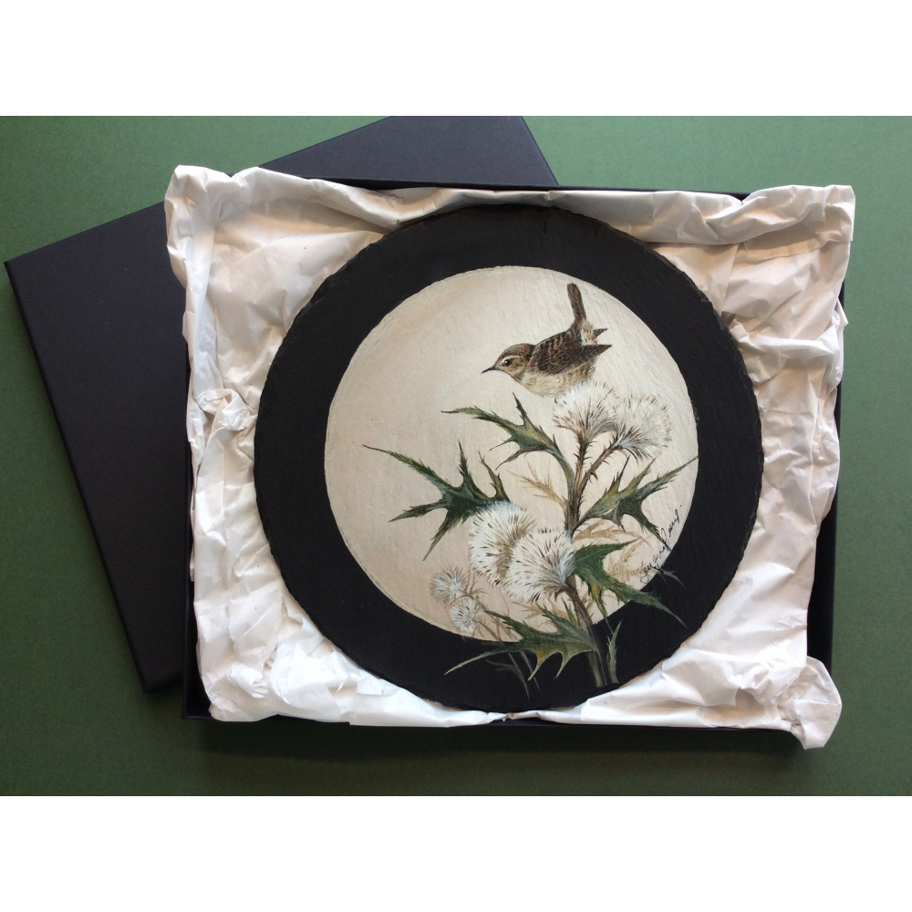 birds-slates-gifts-wren-on-thistle-10-inch-a-suzanne-perry-art