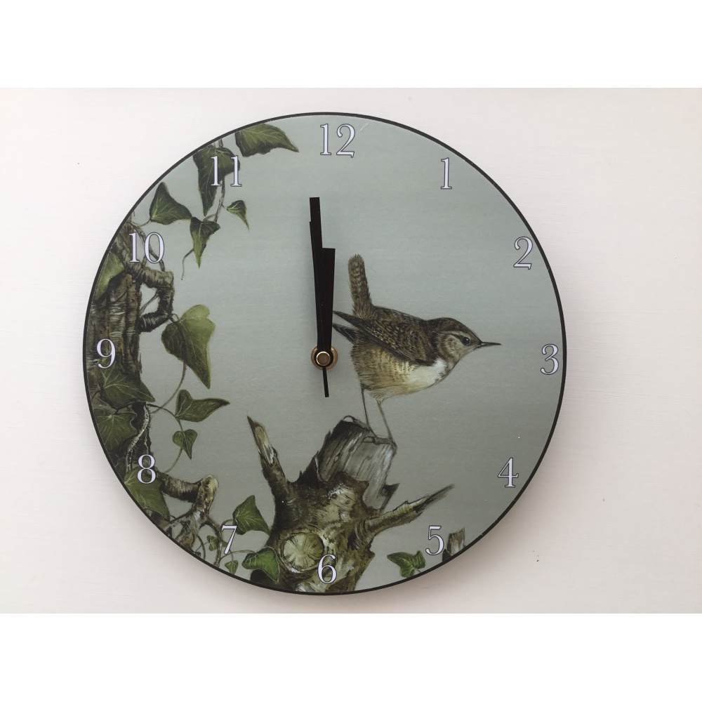 clock-birds-wren-ivy