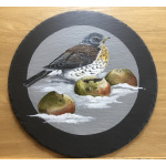 birds-slates-gifts-fieldfare-in-snow-12-inch-a-suzanne-perry-art
